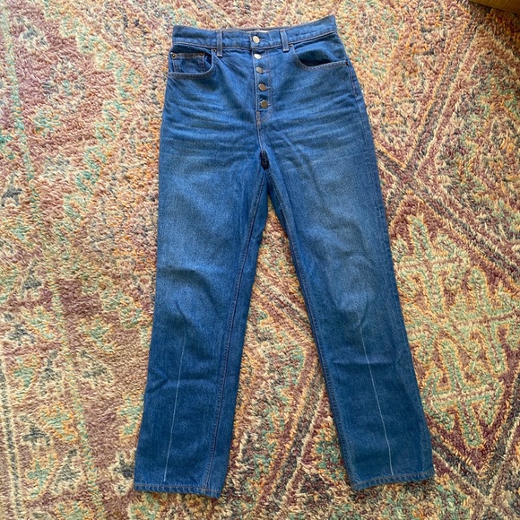 Cynthia Button Fly High Rise Straight Jeans in Zenia - Picture 3 of 9